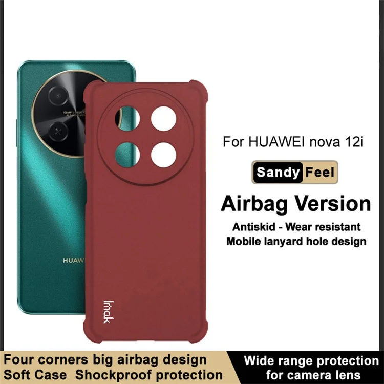 IMAK Para Huawei nova 12i 4G / Enjoy 70 Pro Casos Capa TPU Fosca Resistente a Choques Airbag Celular - Vermelho