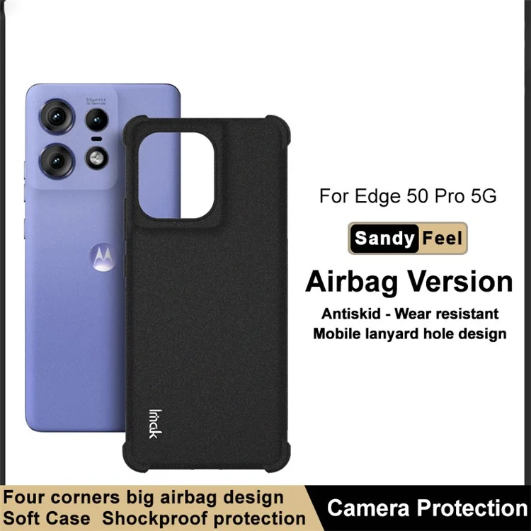 IMAK Pour Motorola Edge 50 Pro 5G / Edge 50 5G Étui Matte TPU Résistant aux Chutes Couvercle de Téléphone Airbag - Noir