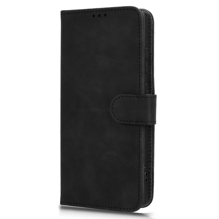 Wallet Case for Samsung Galaxy S24 Ultra Shell Leather Skin-touch Feeling Phone Cover - Black