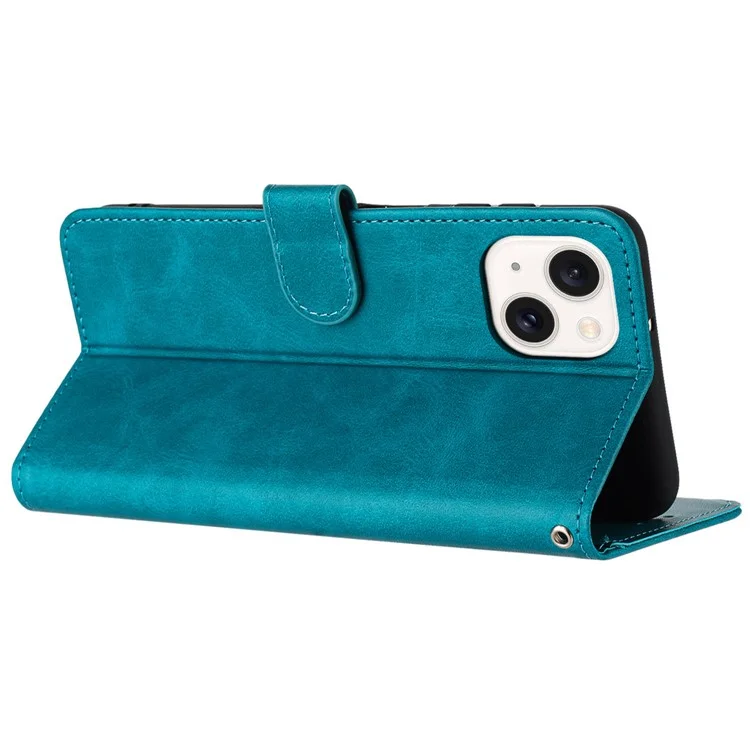 For iPhone 14 / 13 Wholesale Case Anti-Scratch Phone Shell Stand Cover with Wallet Function - Green