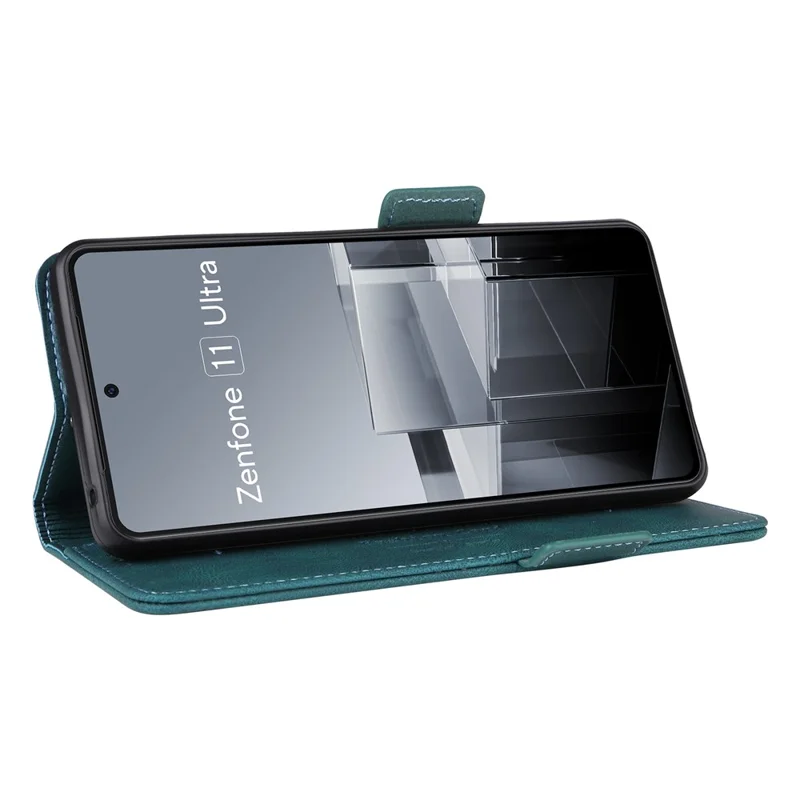 For Asus Zenfone 11 Ultra 5G Case Hardware Decor PU Leather Wallet Stand Phone Cover - Blue