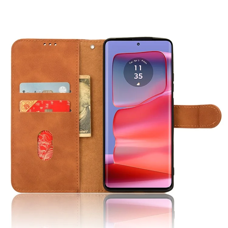 For Motorola Edge 50 Pro 5G Mobile Accessories Wholesale Phone Case PU Leather Phone Stand Cover Wallet - Brown