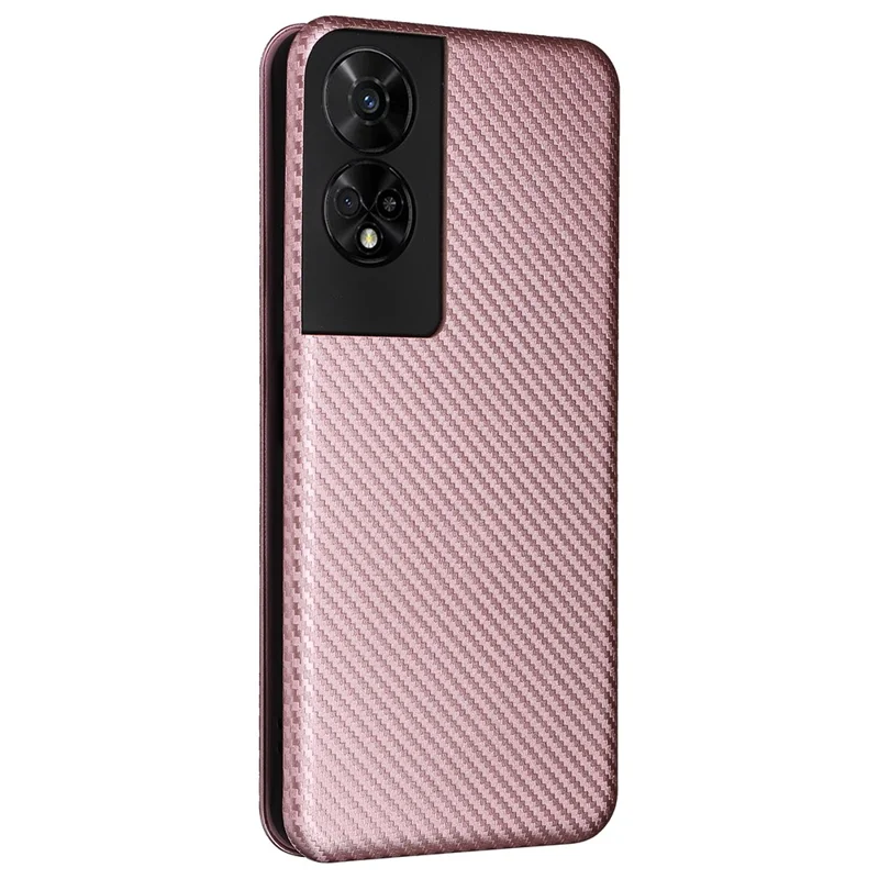 Pour TCL 50 5G Étui en cuir Texture fibre de carbone Support Fermeture magnétique Housse de téléphone - Or rose