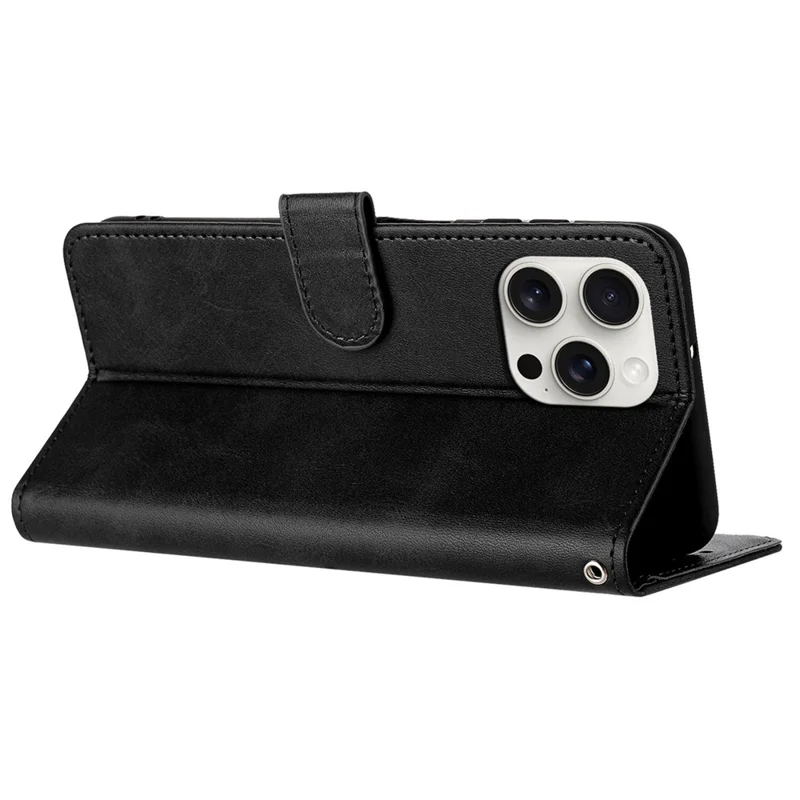 For iPhone 14 Pro Max Mobile Accessories Supplier Drop Proof Calf Texture PU Leather Phone Cover - Black