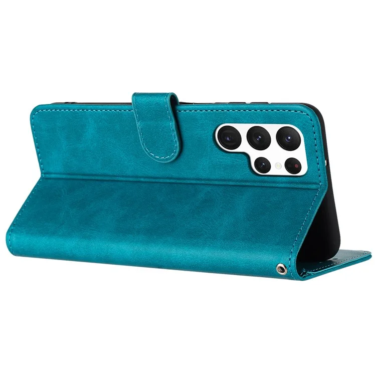For Samsung Galaxy S23 Ultra Mobile Accessories Supplier Calf Texture Scratch Resistant Case Phone Cover - Green
