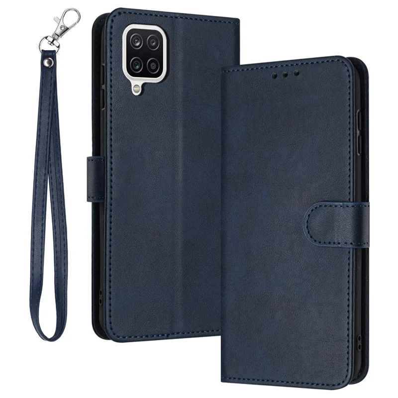 For Samsung Galaxy A12 / M12 / F12 Case Calf Texture Book Style Phone Cover Mobile Accessories Wholesale - Sapphire