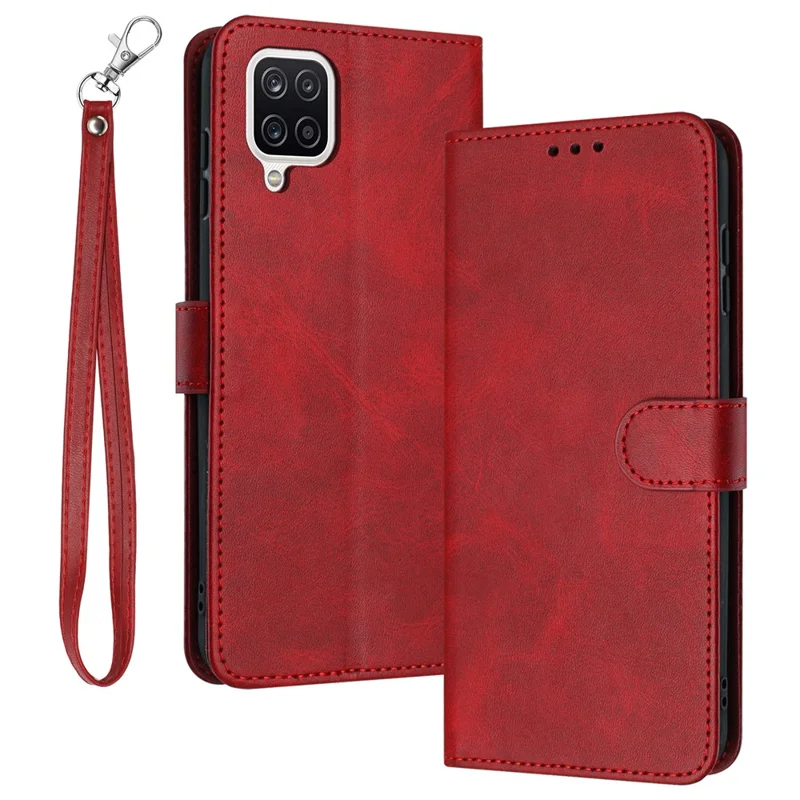 Für Samsung Galaxy A12 / M12 / F12 Hülle Kalbleder-Textur Buchstil Handyhülle Mobilzubehör Großhandel - Rot