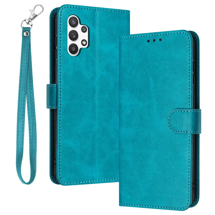 Pour Samsung Galaxy A13 4G Full Protection Case Calf Texture PU Leather Stand Wallet Phone Cover - Vert
