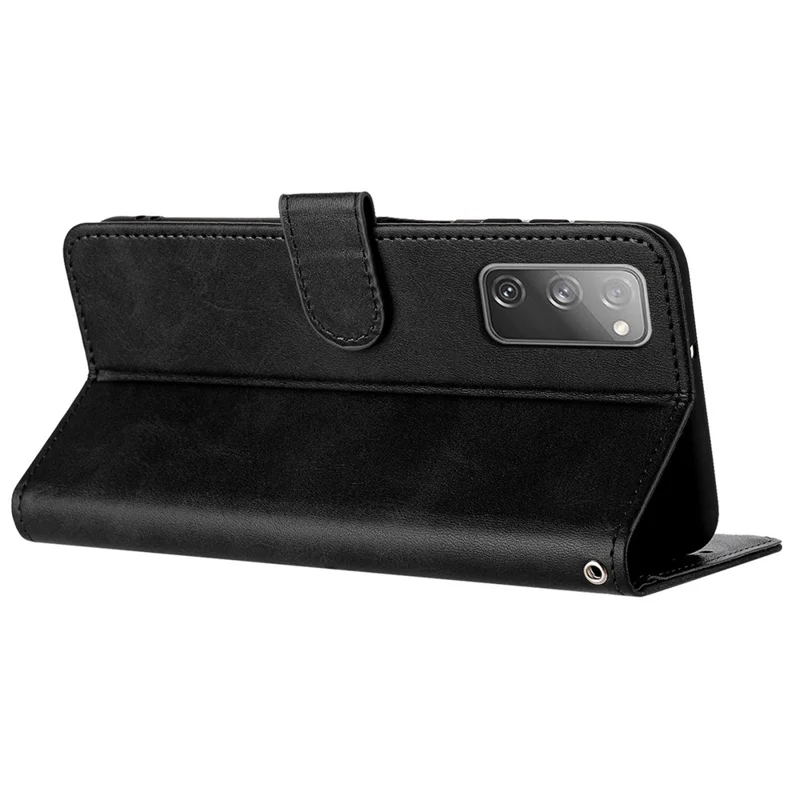 For Samsung Galaxy S20 FE / S20 FE 5G / S20 FE 2022 / S20 Lite Calf Texture Phone Stand Cover Mobile Accessories   - Black