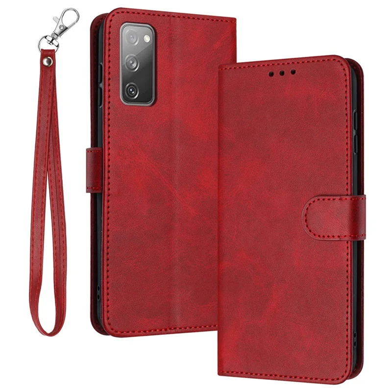 Para Samsung Galaxy S20 FE / S20 FE 5G / S20 FE 2022 / S20 Lite Calf Texture Phone Stand Cover Mobile Accessories Wholesale - Vermelho