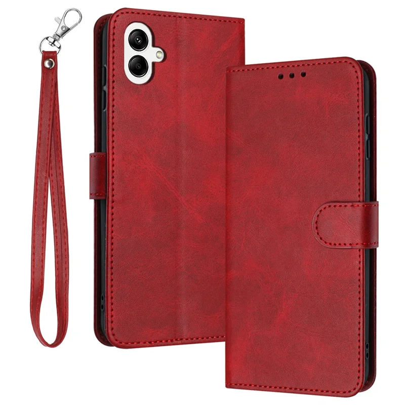 For Samsung Galaxy A05 4G Case Leather Stand Wallet Full Protection Cell Phone Cover - Red