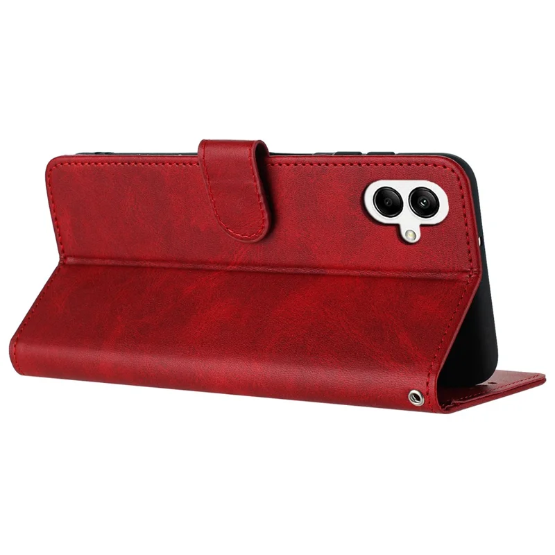 For Samsung Galaxy A05 4G Case Leather Stand Wallet Full Protection Cell Phone Cover - Red