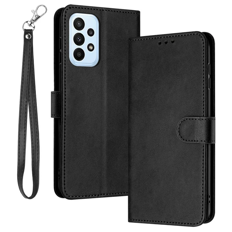 Pour Samsung Galaxy A52 4G / A52 5G / A52s 5G Étui Sangle Design Texture Veau Boîtier Téléphone - Noir