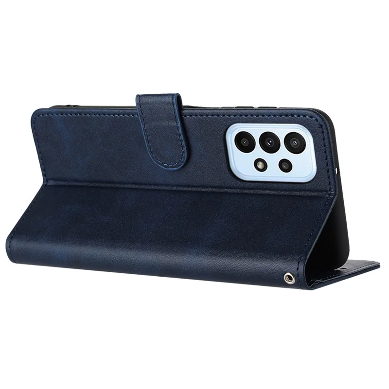 For Samsung Galaxy A52 4G / A52 5G / A52s 5G Case Strap Design Calf Texture Phone Cover - Sapphire