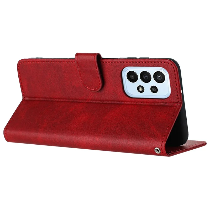 For Samsung Galaxy A52 4G / A52 5G / A52s 5G Case Strap Design Calf Texture Phone Cover - Red