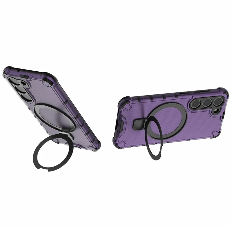 For Samsung Galaxy S23 Case PC+TPU Phone Shell Ring Kickstand Cover Magnetic Case - Purple