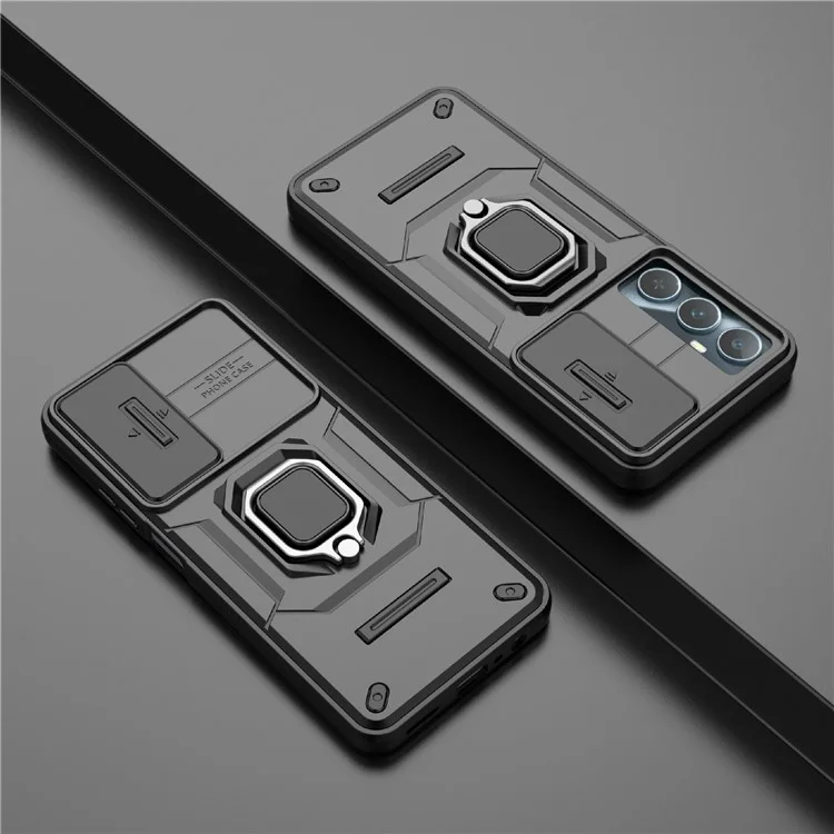 Pour le Réel C65 4G PC+TPU Phone Cover Camera Protection Anti-Scratch Cell Phone Case - Noir