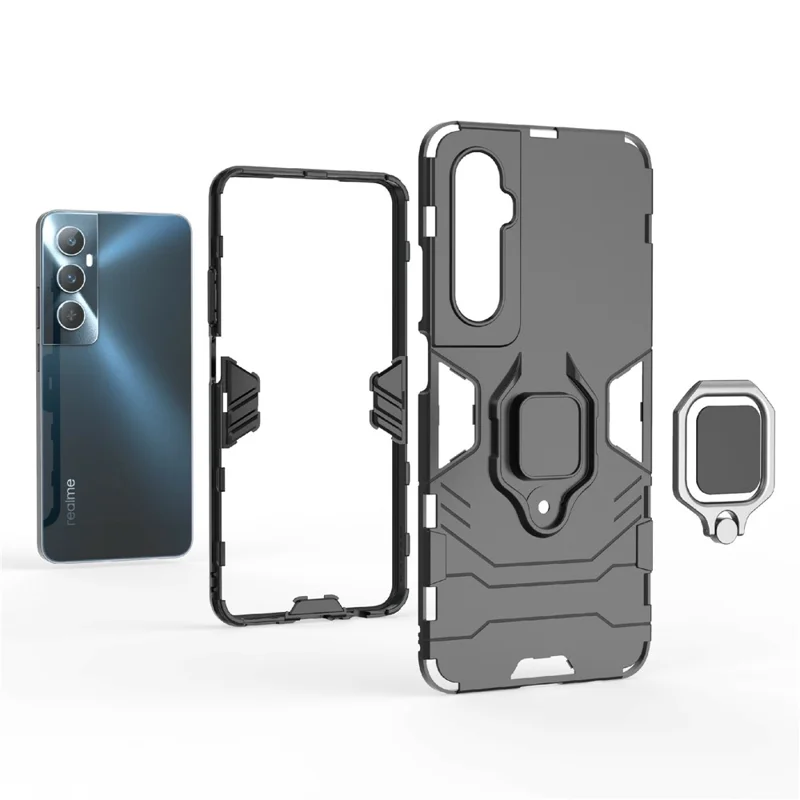 For Realme C65 4G PC+TPU Phone Case Bracket Kickstand Drop Protection Phone Cover - Red