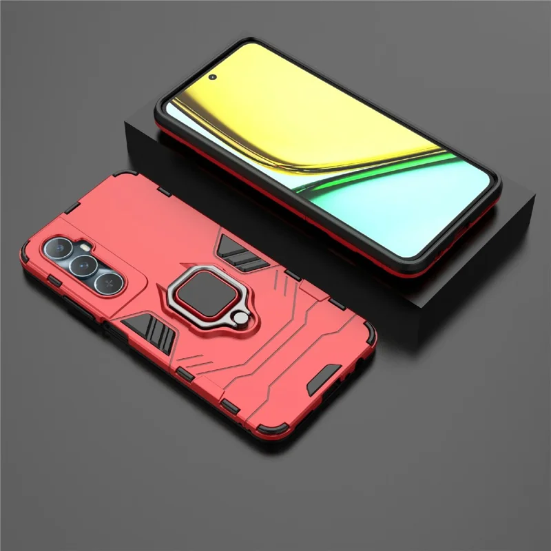 For Realme C65 4G PC+TPU Phone Case Bracket Kickstand Drop Protection Phone Cover - Red