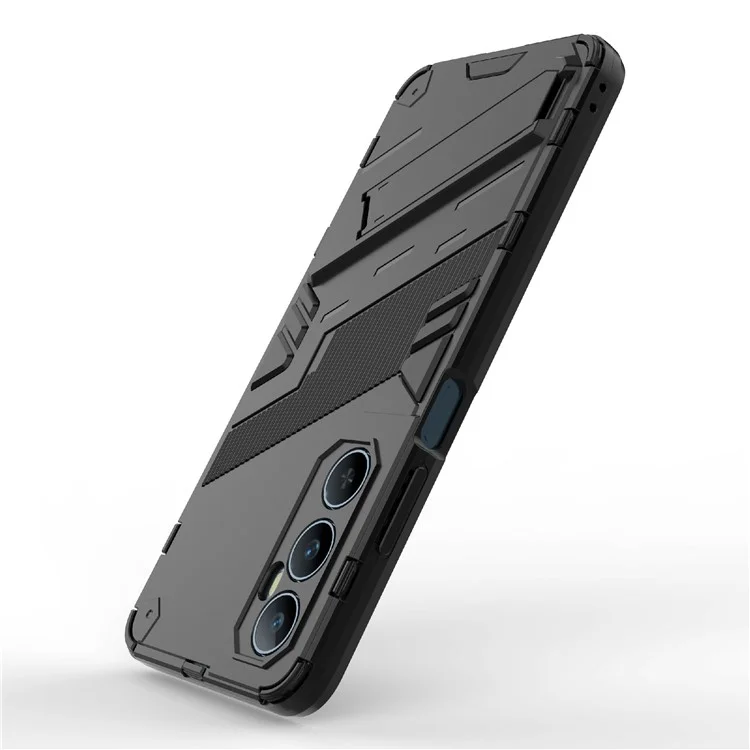 For Realme C65 4G Case PC+TPU Anti-scratch Phone Cover with Folding Kickstand - Black
