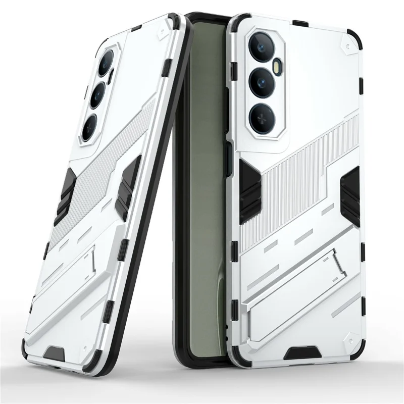 Para Realme C65 4G Capa PC+TPU Anti-arranhões Capa de Telefone com Suporte Dobrável - Branco