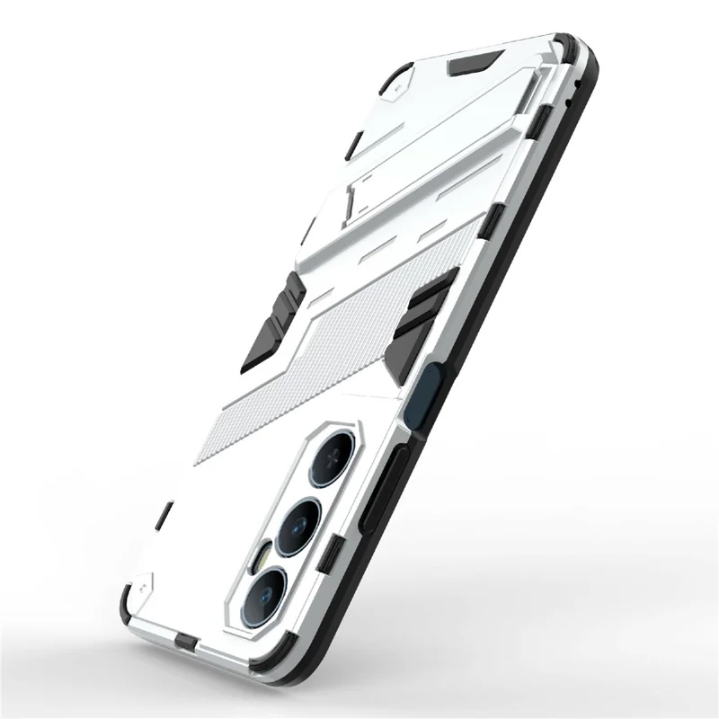 Para Realme C65 4G Capa PC+TPU Anti-arranhões Capa de Telefone com Suporte Dobrável - Branco