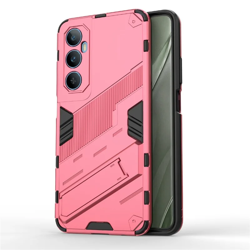For Realme C65 4G Case PC+TPU Anti-scratch Phone Cover with Folding Kickstand - Rose