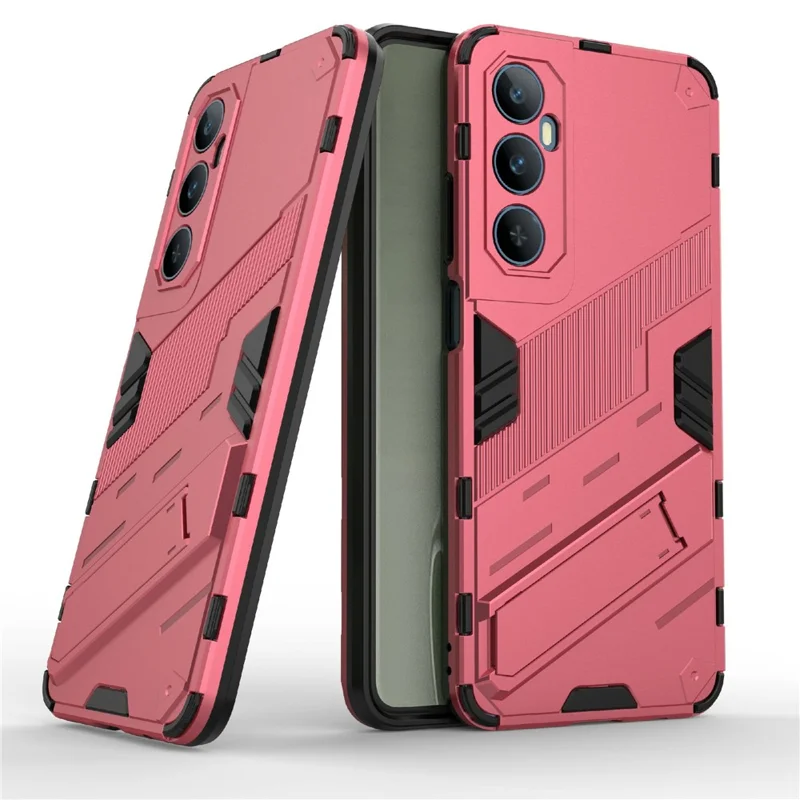 For Realme C65 4G Case PC+TPU Anti-scratch Phone Cover with Folding Kickstand - Rose