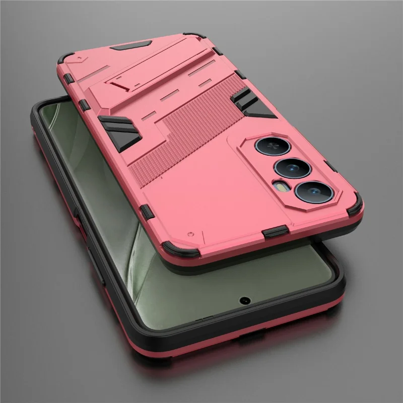For Realme C65 4G Case PC+TPU Anti-scratch Phone Cover with Folding Kickstand - Rose