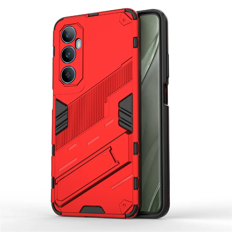 For Realme C65 4G Case PC+TPU Anti-scratch Phone Cover with Folding Kickstand - Red