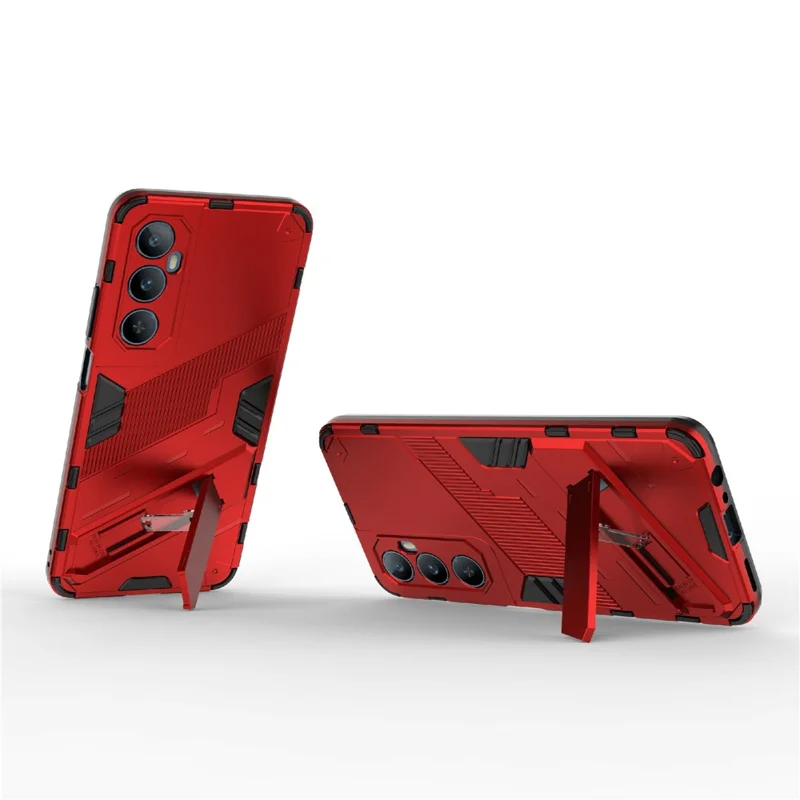 For Realme C65 4G Case PC+TPU Anti-scratch Phone Cover with Folding Kickstand - Red