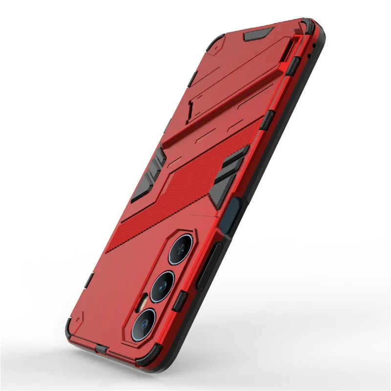 For Realme C65 4G Case PC+TPU Anti-scratch Phone Cover with Folding Kickstand - Red