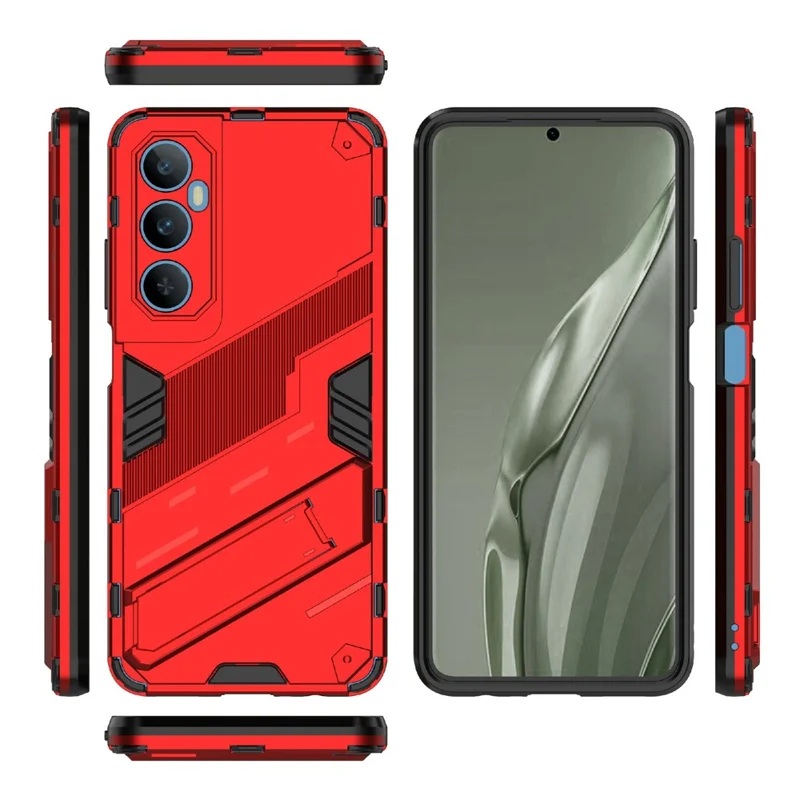 For Realme C65 4G Case PC+TPU Anti-scratch Phone Cover with Folding Kickstand - Red