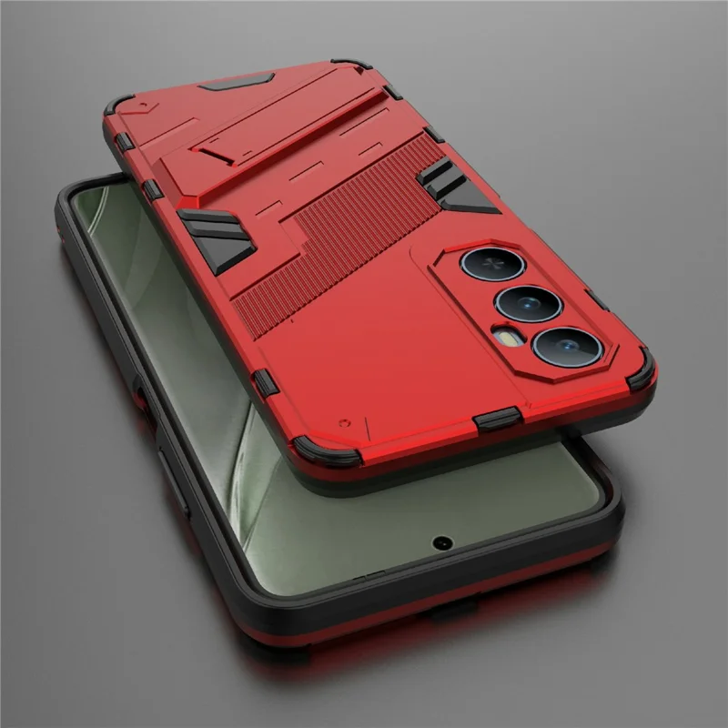 For Realme C65 4G Case PC+TPU Anti-scratch Phone Cover with Folding Kickstand - Red