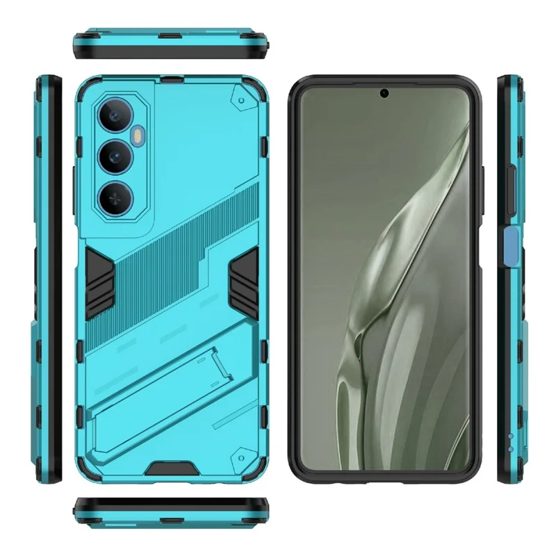 Чехол для Realme C65 4G, PC+TPU, противоударный, с подставкой - Голубой
