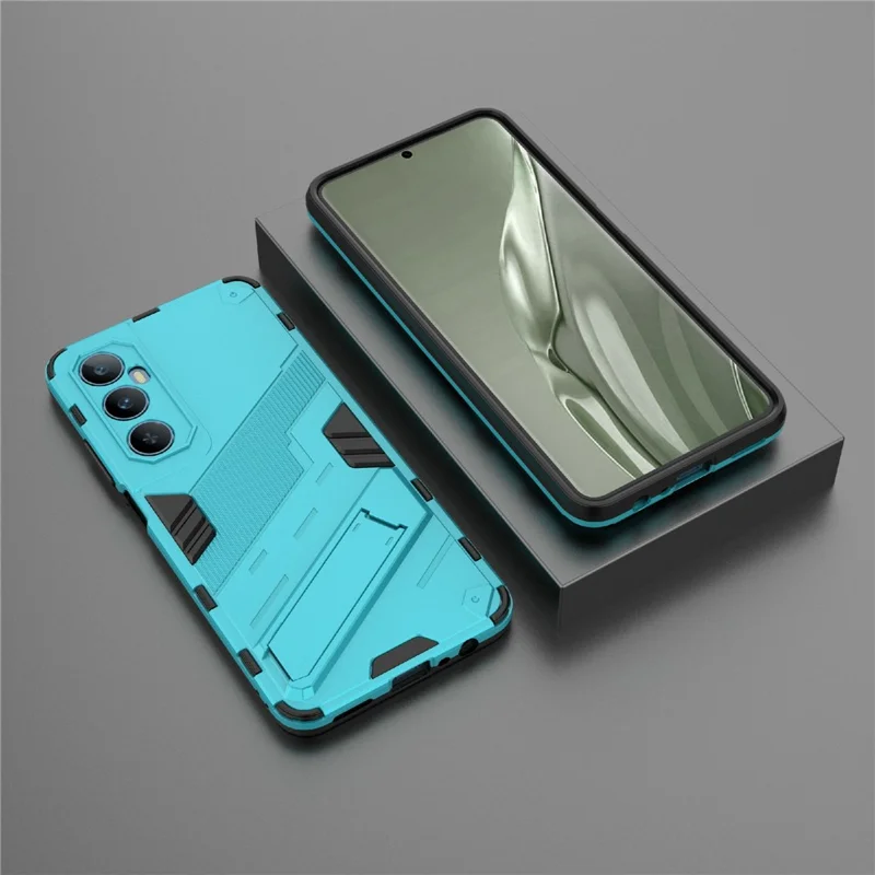 Чехол для Realme C65 4G, PC+TPU, противоударный, с подставкой - Голубой