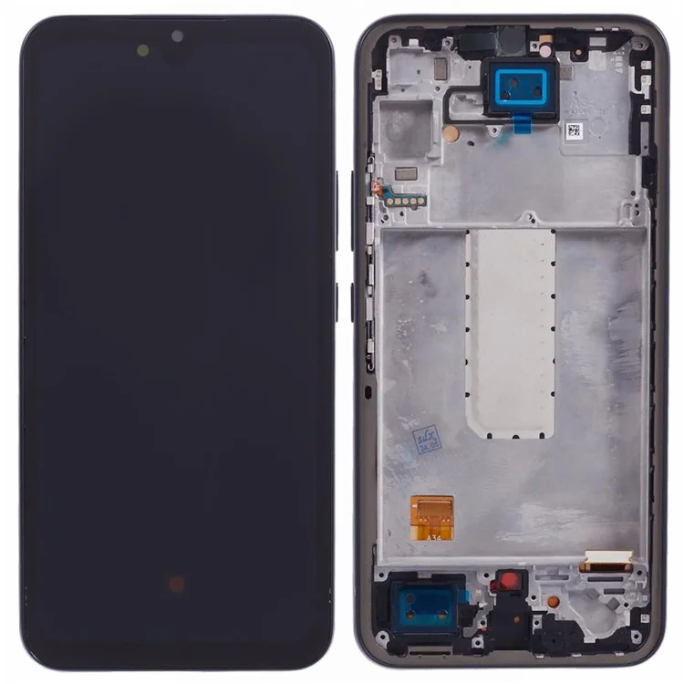 Para Samsung Galaxy A34 5G A346 Pantalla OLED de 6.36 pulgadas y ensamblaje de digitalizador + Pieza de repuesto del marco (sin logotipo) - Negro