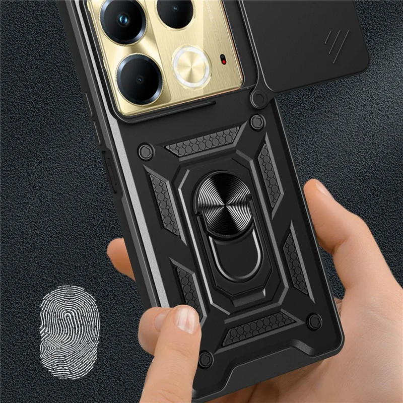 For Infinix Note 40 Cell Phone Case Slide Lens Guard Dust-Proof PC+TPU Phone Shell - Gold