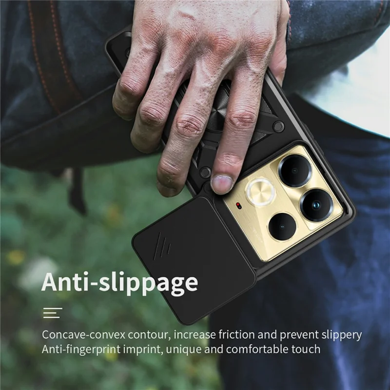 For Infinix Note 40 Cell Phone Case Slide Lens Guard Dust-Proof PC+TPU Phone Shell - Gold
