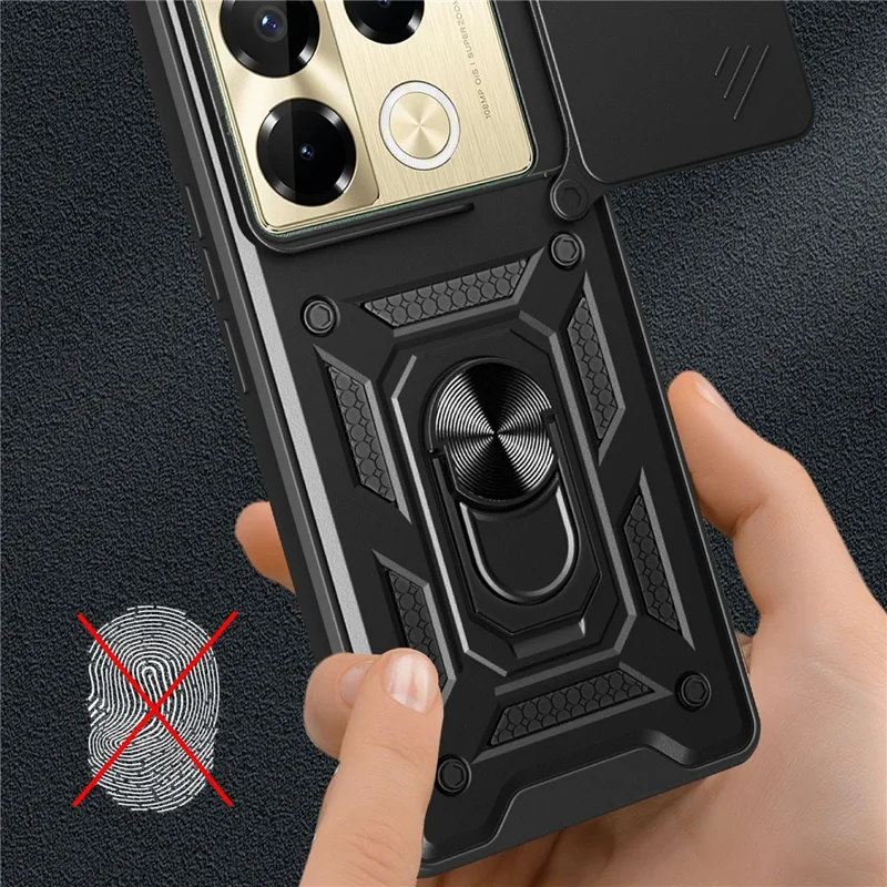 For Infinix Note 40 Pro 4G / Note 40 Pro 5G / Note 40 Pro+ Cell Phone Case Slide Lens Guard PC+TPU Back Cover - Gold