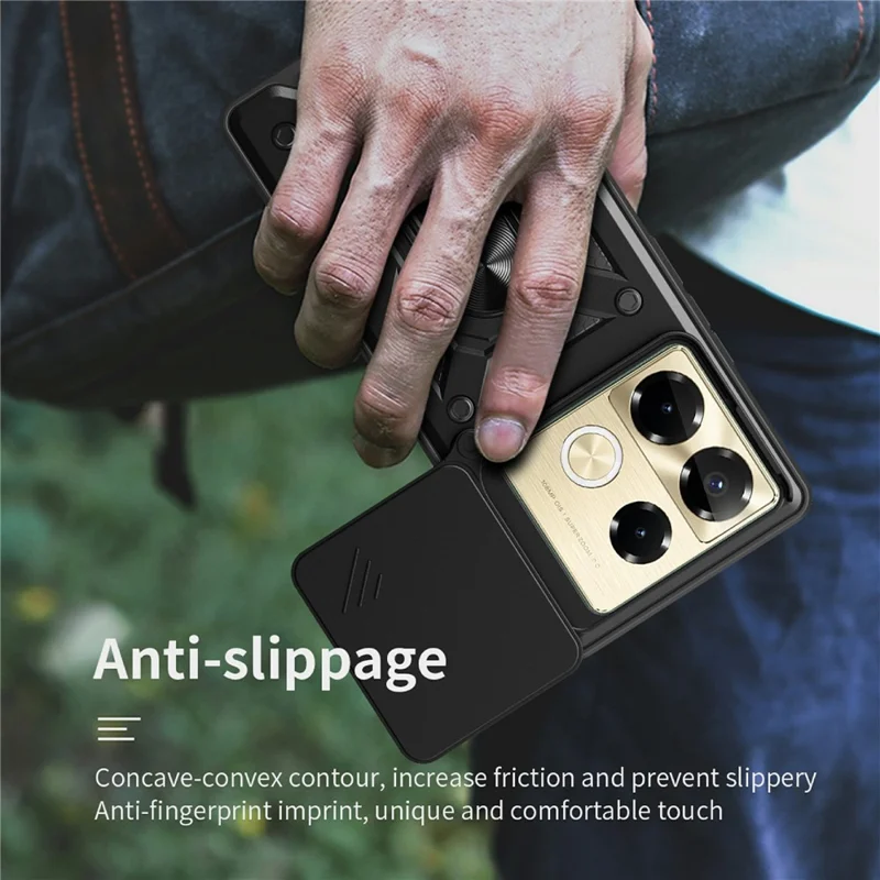 For Infinix Note 40 Pro 4G / Note 40 Pro 5G / Note 40 Pro+ Cell Phone Case Slide Lens Guard PC+TPU Back Cover - Gold