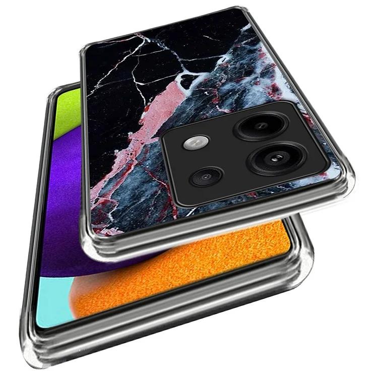 For Xiaomi Redmi Note 13 Pro 5G / Poco X6 5G Case Pattern Printing TPU Phone Back Cover - Black Marble