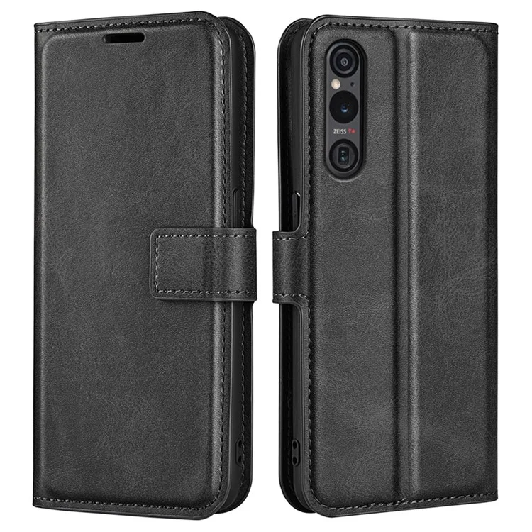 Для Sony Xperia 1 VI Case Calf Texture Wallet PU Leather Flip Folio Phone Cover - Черный