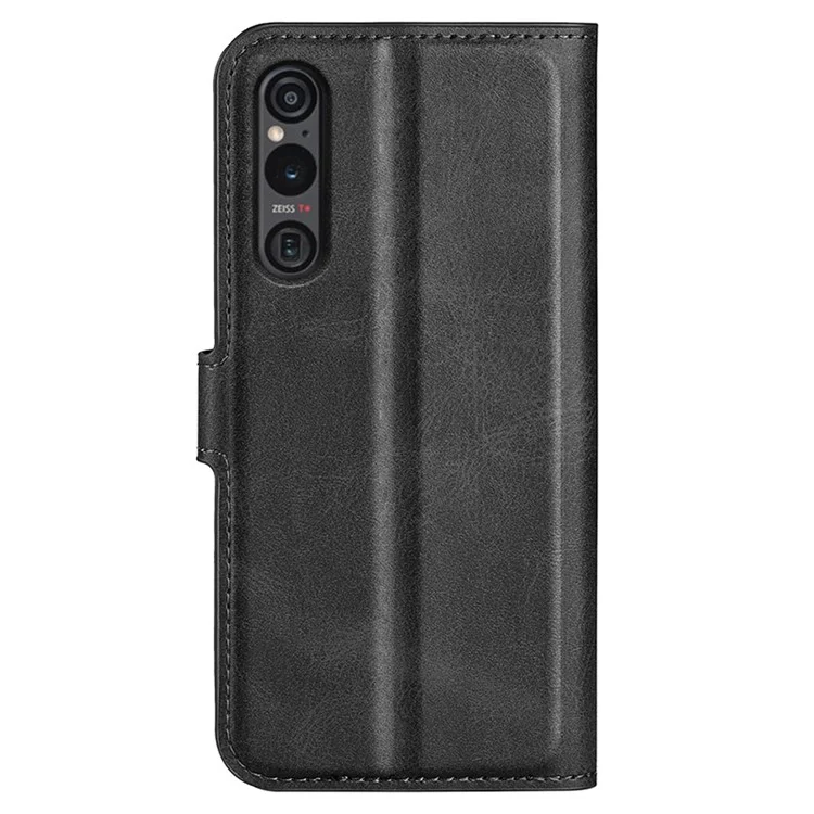 Для Sony Xperia 1 VI Case Calf Texture Wallet PU Leather Flip Folio Phone Cover - Черный
