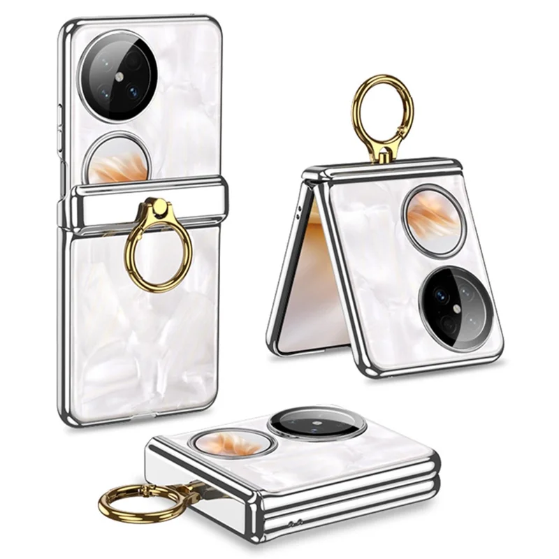 GKK For Huawei Pocket 2 Kickstand Case Magnetic Hinge PC Folding Cover with Camera Lens Film - Silver