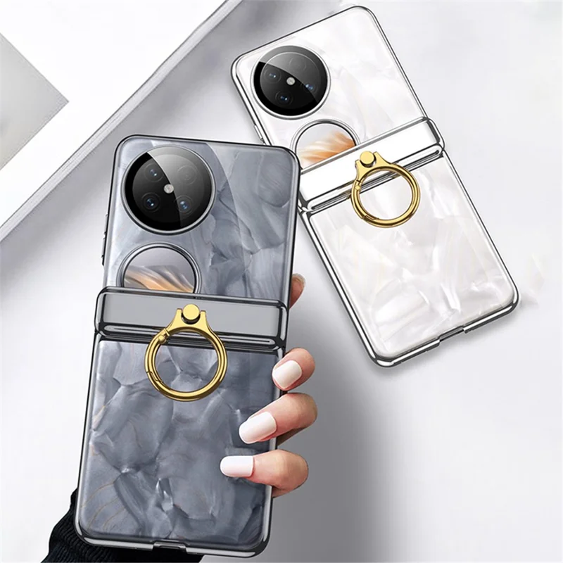 GKK For Huawei Pocket 2 Kickstand Case Magnetic Hinge PC Folding Cover with Camera Lens Film - Silver