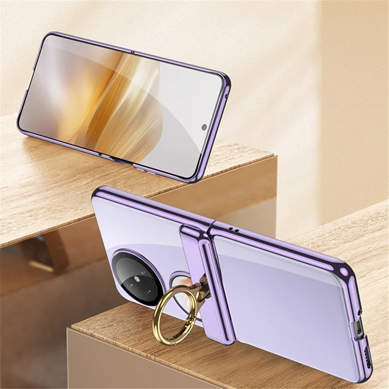 GKK For Huawei Pocket 2 Kickstand Case Magnetic Hinge PC Folding Cover with Camera Lens Film - Silver