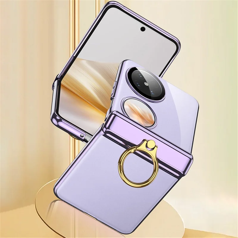 GKK For Huawei Pocket 2 Kickstand Case Magnetic Hinge PC Folding Cover with Camera Lens Film - Silver