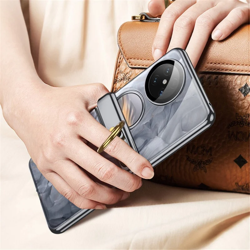 GKK For Huawei Pocket 2 Kickstand Case Magnetic Hinge PC Folding Cover with Camera Lens Film - Silver