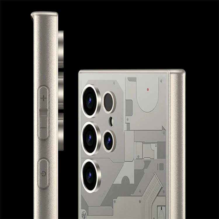 GKK For Samsung Galaxy S23 Ultra Case PC+TPU Circuit Pattern AG Skin-Touch Phone Cover - Titanium Grey